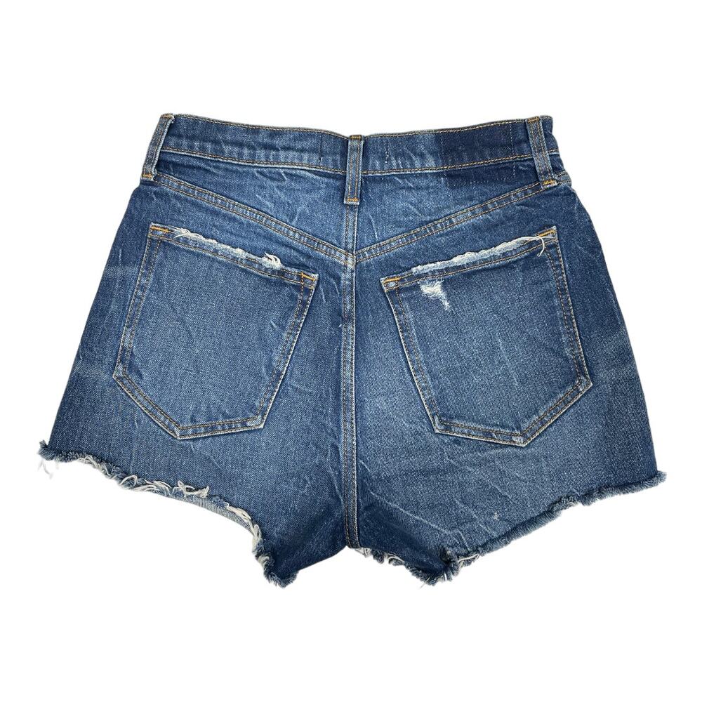 Abercrombie & Fitch High Rise Mom Short 26 Cutoff Dark Denim Jean Exposed Button - Picture 2 of 5